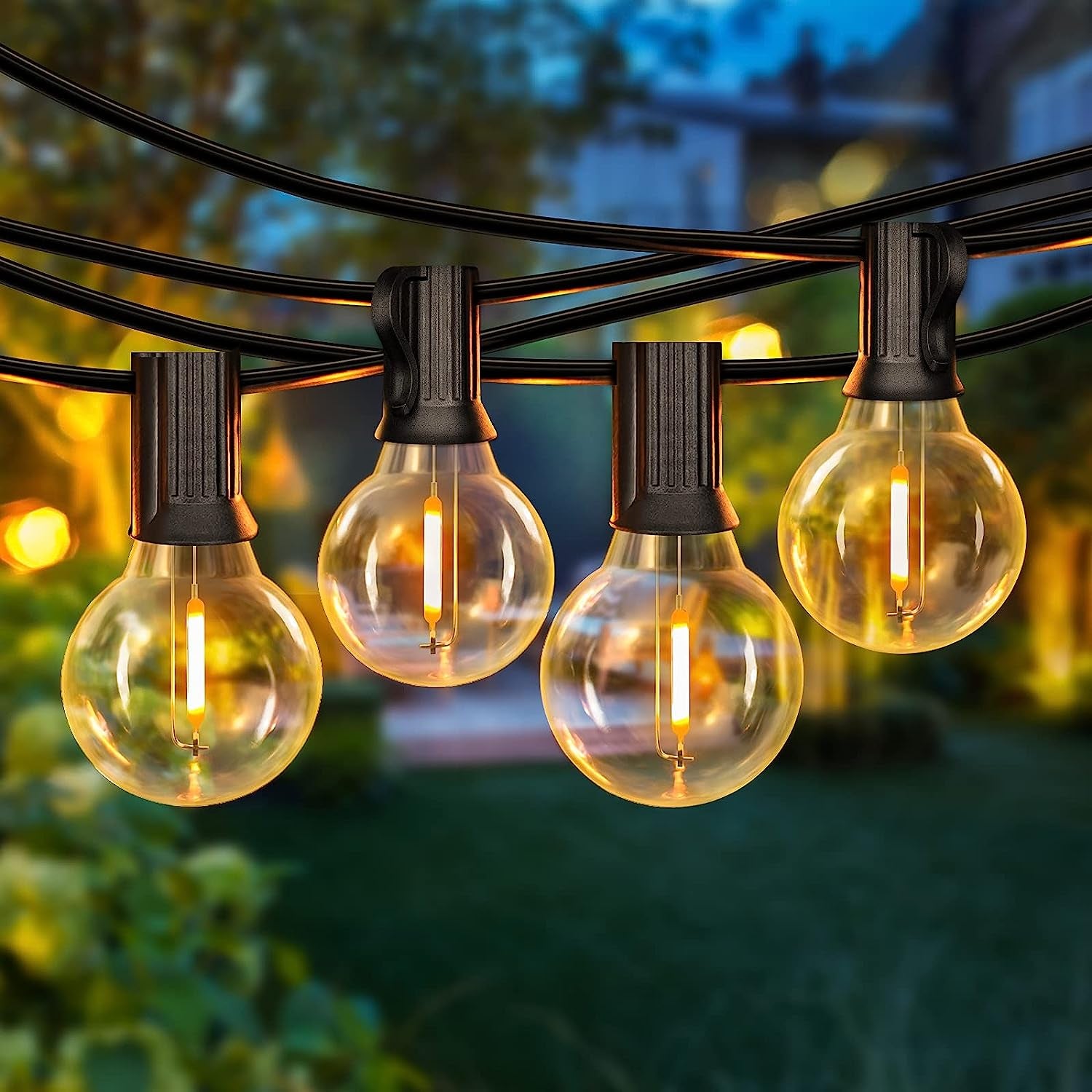 Illuminate Your Celebrations with 50FT Shatterproof LED G40 Globe String Lights – Perfect for Outdoor Patios, Weddings, and Market Ambiance with 52 Dimmable Edison Bulbs!