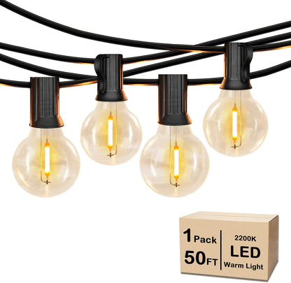 Illuminate Your Celebrations with 50FT Shatterproof LED G40 Globe String Lights – Perfect for Outdoor Patios, Weddings, and Market Ambiance with 52 Dimmable Edison Bulbs!