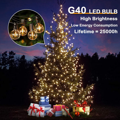 Illuminate Your Celebrations with 50FT Shatterproof LED G40 Globe String Lights – Perfect for Outdoor Patios, Weddings, and Market Ambiance with 52 Dimmable Edison Bulbs!