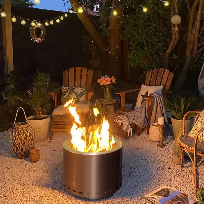 Ekbote 19.7" Smokeless Outdoor Fire Pit - Elevate Your Gatherings with Effortless Style and Comfort!