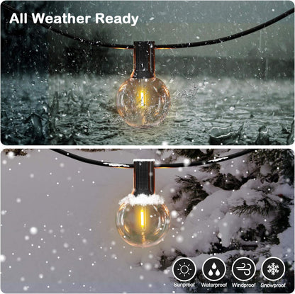 Illuminate Your Celebrations with 50FT Shatterproof LED G40 Globe String Lights – Perfect for Outdoor Patios, Weddings, and Market Ambiance with 52 Dimmable Edison Bulbs!